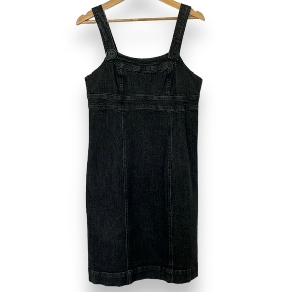 Y2K Women's Denim Apron Dress Black Gray Denim Overall Coverall Size 8 - Picture 1 of 13